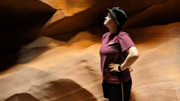 SESE Dean’s Medalist Emily Speckman exploring a slot canyon